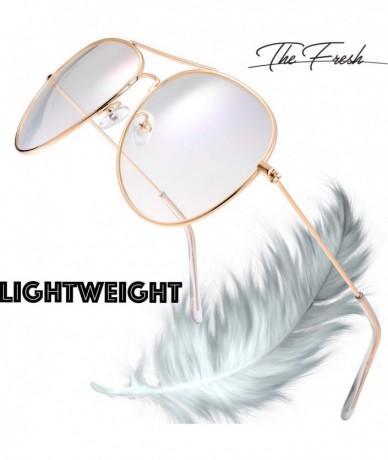 Oversized Classic Aviator Frame Light Color Lens XL Oversized Sunglasses Gift Box - 11-gold - CR19C4GMY30 $27.84