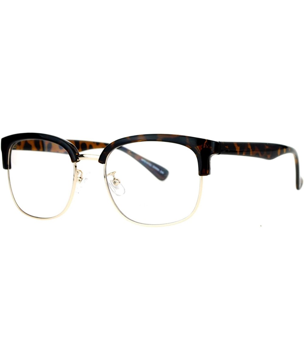 Square Designer Fashion Clear Lens Glasses Unisex Square Rectangular Eyeglasses - Tortoise - CU188LYRETN $19.29