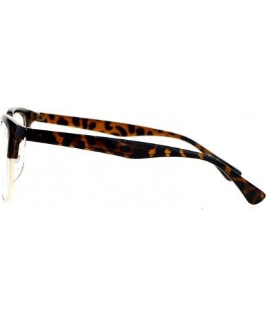 Square Designer Fashion Clear Lens Glasses Unisex Square Rectangular Eyeglasses - Tortoise - CU188LYRETN $19.29