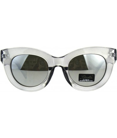 Butterfly Womens Round Butterfly Sunglasses Thick Frame Stylish Shades UV 400 - Grey (Silver Mirror) - CP18CX30KWI $20.09