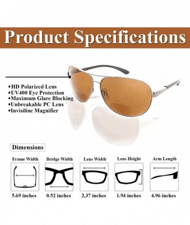 Wrap Fiore Aviator Polarized Bifocal Sunglasses Sun Readers Bi Focal Reading Glasses - Gunmetal Brown - CZ17AAIRNE7 $65.34