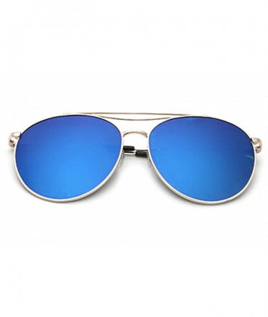 Shield Classic Retro Designer Style Round Sunglasses for women metal Resin UV400 Sunglasses - Gold Blue - C818SZUGZIH $28.99