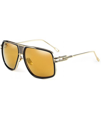 Oversized Double-Bridge Sunglasses Driving Men Oversized Retro Sun Protection Square Metal Eyewear - CR18D74C0G2 $41.49