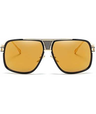 Oversized Double-Bridge Sunglasses Driving Men Oversized Retro Sun Protection Square Metal Eyewear - CR18D74C0G2 $41.49