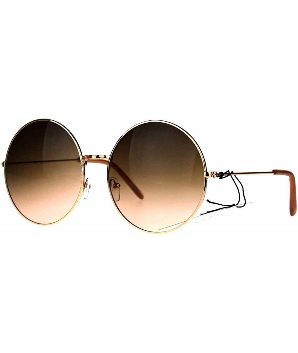 Round Classic Oversize JoplHippie Round Circle Lens Sunglasses - Gold Brown Peach - CG187K34TKM $22.26