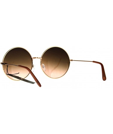 Round Classic Oversize JoplHippie Round Circle Lens Sunglasses - Gold Brown Peach - CG187K34TKM $22.26