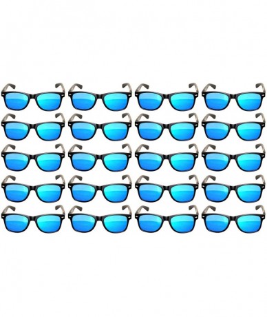 Goggle Wholesale set of 20 Pairs Mirrored Reflective Colored Lens Sunglasses Matte - Flat_lens_blue_gren_20_pack - C312O2GWDA...