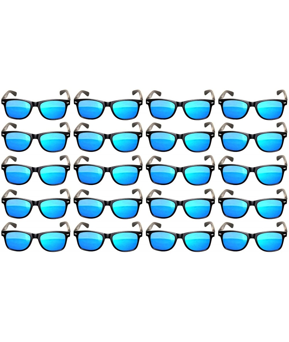 Goggle Wholesale set of 20 Pairs Mirrored Reflective Colored Lens Sunglasses Matte - Flat_lens_blue_gren_20_pack - C312O2GWDA...