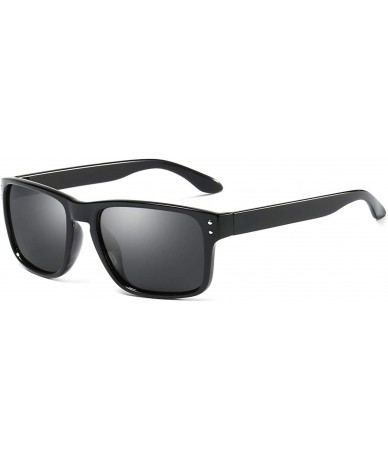 Sport Polarized Sports Sunglasses for Men/Women Shades Square Driving Cycling Sun glasses - Black - CJ18IA5ZURY $28.19