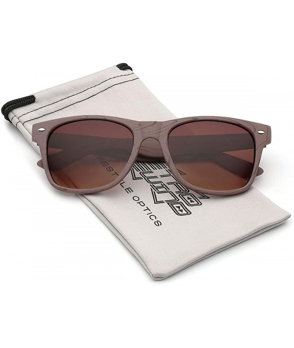 Rectangular Rose Wood Print Frame Sunglasses - Brown - Gradient Amber - CI11OXKDE3F $18.65