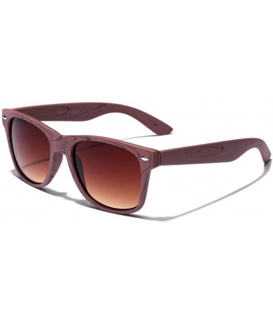 Rectangular Rose Wood Print Frame Sunglasses - Brown - Gradient Amber - CI11OXKDE3F $18.65