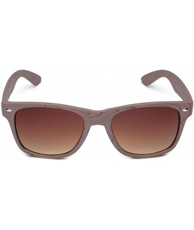 Rectangular Rose Wood Print Frame Sunglasses - Brown - Gradient Amber - CI11OXKDE3F $18.65