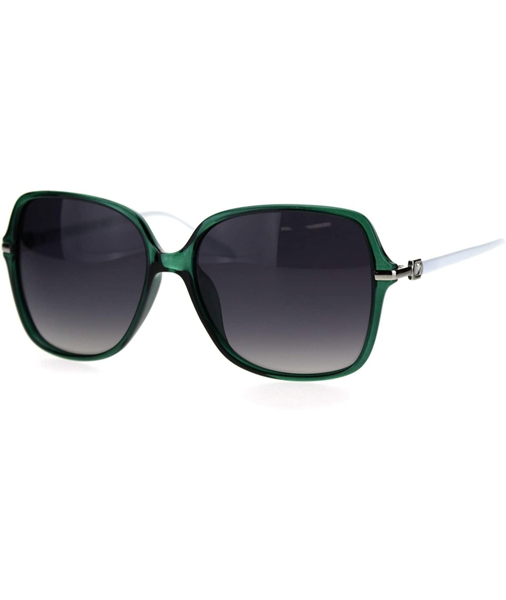 Butterfly Polarized Lens Square Rhinestone Jewel Premium Quality Butterfly Fashion Sunglasses - Green White Smoke - C018THI2S...