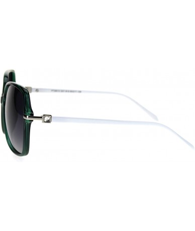 Butterfly Polarized Lens Square Rhinestone Jewel Premium Quality Butterfly Fashion Sunglasses - Green White Smoke - C018THI2S...