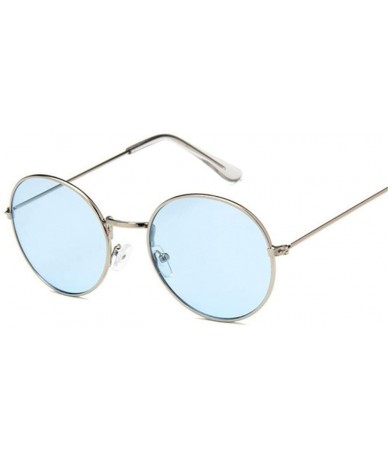 Semi-rimless Retro Oval Sunglasses Men Women Vintage Metal Frame Sun Glasses Male Fashion - Silver - CP194OTM56A $40.77