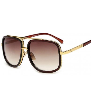 Oversized Oversized Men Sunglasses Luxury Women Sun Glasses Square Retro - C4 - CM194O5WXYG $46.47