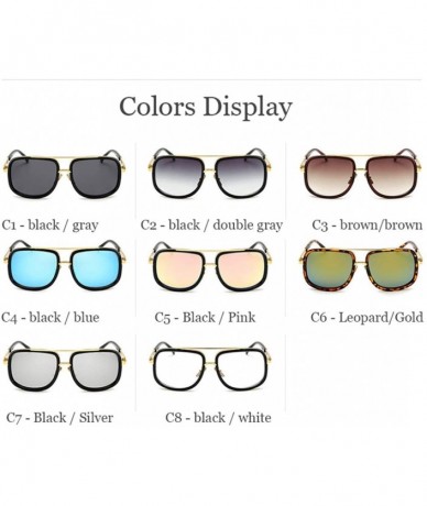 Oversized Oversized Men Sunglasses Luxury Women Sun Glasses Square Retro - C4 - CM194O5WXYG $46.47