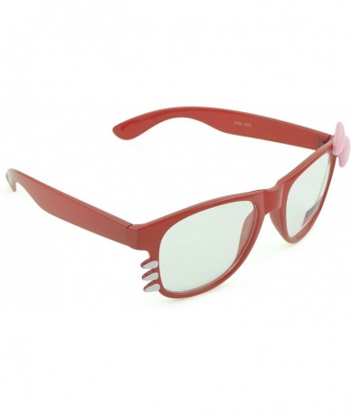 Square Women's Kitty Style Sunglasses with Whisker or Bow Accent - Red-kitty1 - C912D1CQEUP $16.55