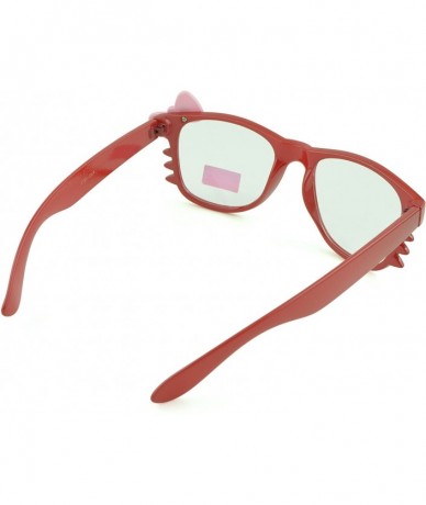 Square Women's Kitty Style Sunglasses with Whisker or Bow Accent - Red-kitty1 - C912D1CQEUP $16.55