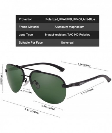 Rimless Polarized Aviator Sunglasses Men Women Half Frame Spring Hinges Sun Glasses - Dark Green Lens/Black Frame - CD186HMII...