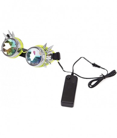 Goggle Kaleidoscope Glasses- Spiked Glowing Tube Steampunk Goggles Crystal Glass - Green - CS18T7UIUHY $24.14