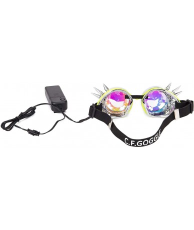 Goggle Kaleidoscope Glasses- Spiked Glowing Tube Steampunk Goggles Crystal Glass - Green - CS18T7UIUHY $24.14