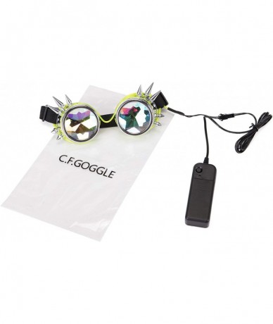 Goggle Kaleidoscope Glasses- Spiked Glowing Tube Steampunk Goggles Crystal Glass - Green - CS18T7UIUHY $24.14