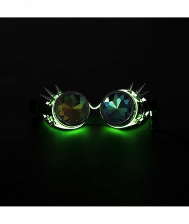 Goggle Kaleidoscope Glasses- Spiked Glowing Tube Steampunk Goggles Crystal Glass - Green - CS18T7UIUHY $24.14