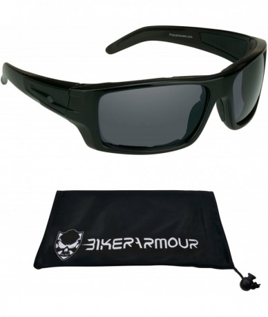 Rectangular Motorcycle Biker Padded Foam Wind Protection Sunglasses - Smoke & Yellow Combo - C5188ADR3R2 $48.79