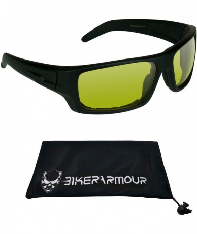 Rectangular Motorcycle Biker Padded Foam Wind Protection Sunglasses - Smoke & Yellow Combo - C5188ADR3R2 $48.79