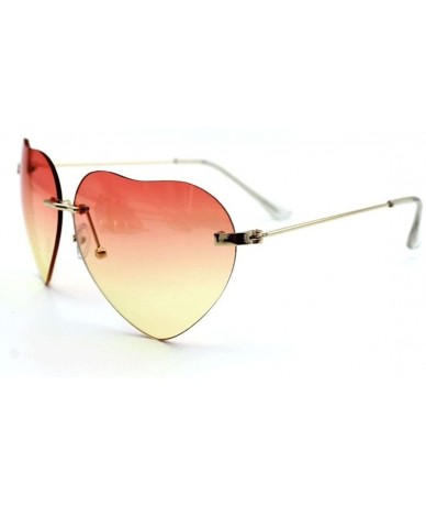 Rimless Women's S5964 Rimless Frame Oversized Heart Shape Lens 63mm Sunglasses - Pink Yellow - CI122RBNR1P $18.66