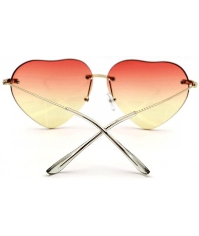 Rimless Women's S5964 Rimless Frame Oversized Heart Shape Lens 63mm Sunglasses - Pink Yellow - CI122RBNR1P $18.66