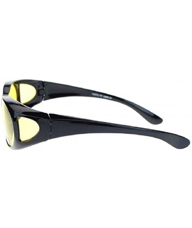 Wrap Polarized Night Driving Sunglasses Fit Over with side shield Sunglasses - Black - CD17YILHSTH $19.52