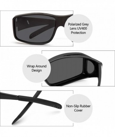 Wrap Sunglasses Polarized Protection Prescription Glasses - Black Frame/ Grey Lens - CR1944M63R9 $29.83