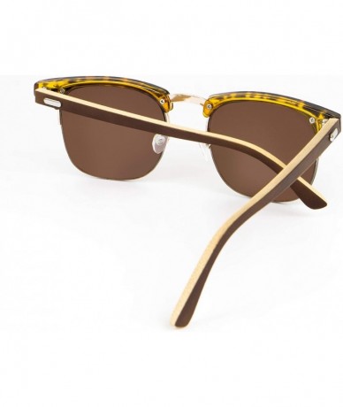 Semi-rimless Unisex Bamboo Wood Semi Rimless Half Frame for Men and Women - Leopard Sahara - C518I8HYHL6 $20.73