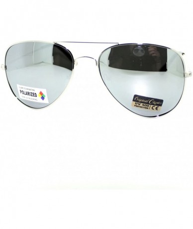 Aviator Silver Mirror Lens Polarized Aviator Sunglasses Thin Metal Classic Aviators - CL11V1S7P6T $24.08