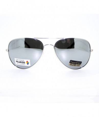 Aviator Silver Mirror Lens Polarized Aviator Sunglasses Thin Metal Classic Aviators - CL11V1S7P6T $24.08