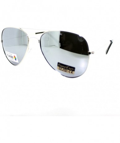 Aviator Silver Mirror Lens Polarized Aviator Sunglasses Thin Metal Classic Aviators - CL11V1S7P6T $24.08