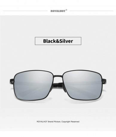 Square Polarized Square Sunglasses Al-Mg for Men Driving Sun Glasses Womens - Black Silver - CV1953XL5NQ $29.20