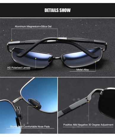 Square Polarized Square Sunglasses Al-Mg for Men Driving Sun Glasses Womens - Black Silver - CV1953XL5NQ $29.20