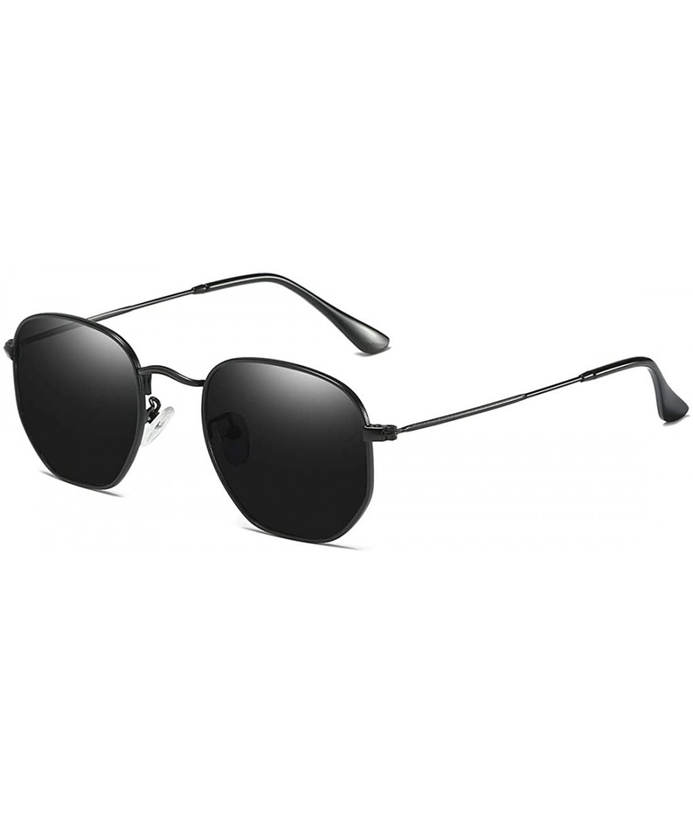 Oval Small Square Polarized Sunglasses for Men and Women Polygon Mirrored Lens Sun Glasses - CQ18NNX6STQ $22.17