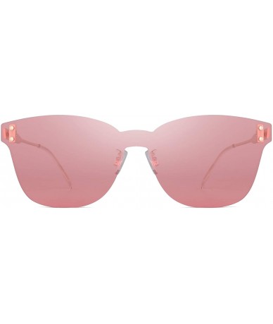 Oversized One Piece Rimless Sunglasses Women Transparent Candy Color Tinted Lens - Pink - CJ18QU6XKD8 $23.44