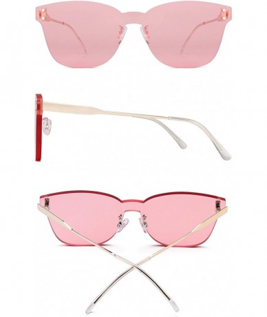 Oversized One Piece Rimless Sunglasses Women Transparent Candy Color Tinted Lens - Pink - CJ18QU6XKD8 $23.44