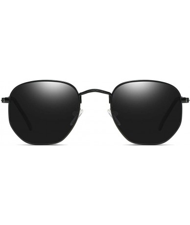 Oval Small Square Polarized Sunglasses for Men and Women Polygon Mirrored Lens Sun Glasses - CQ18NNX6STQ $22.17