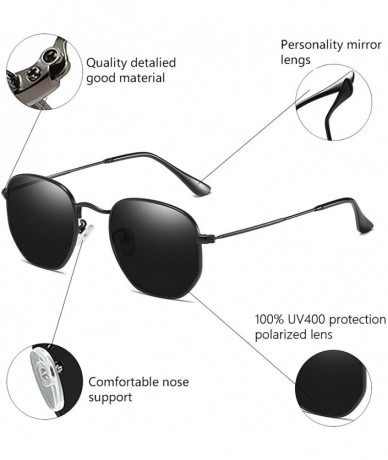 Oval Small Square Polarized Sunglasses for Men and Women Polygon Mirrored Lens Sun Glasses - CQ18NNX6STQ $22.17