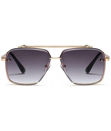 Square New fashion polygon trimmed metal sunglasses unisex brand luxury sunglasses UV400 - Gold&grey - CX18T8UN387 $29.46