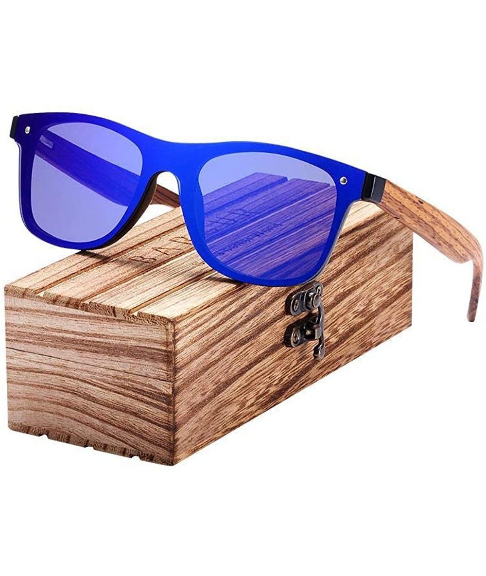 Aviator 2019 Fashion Wooden Sunglasses Men Bamboo Temple Sun Glasses Women Polarized-2 - Dark Blue Zebra Temp - CV18XQY86Z7 $...