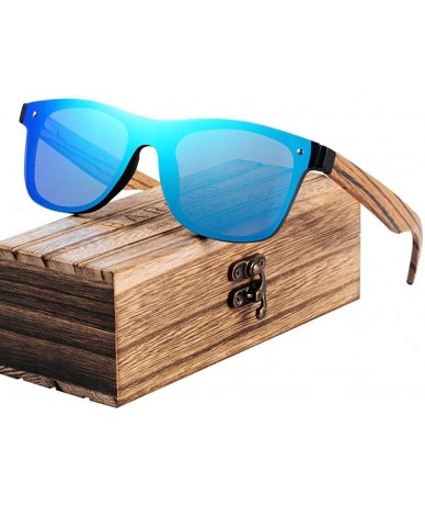 Aviator 2019 Fashion Wooden Sunglasses Men Bamboo Temple Sun Glasses Women Polarized-2 - Dark Blue Zebra Temp - CV18XQY86Z7 $...