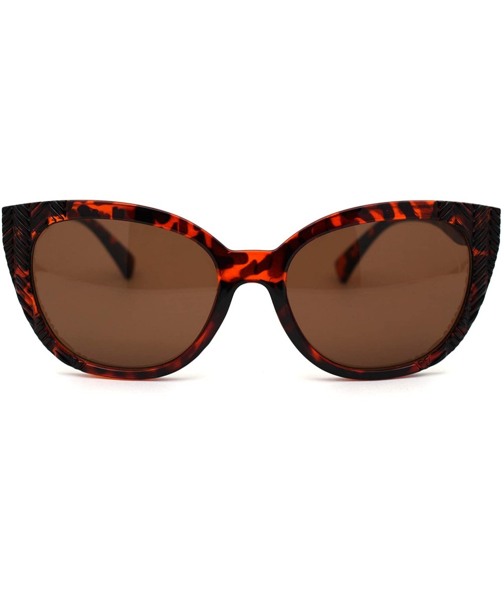 Oversized Womens Oversize Cat Eye Thick Plastic Fashion Sunglasses - Tortoise Brown - CH18YTK3EHO $20.03