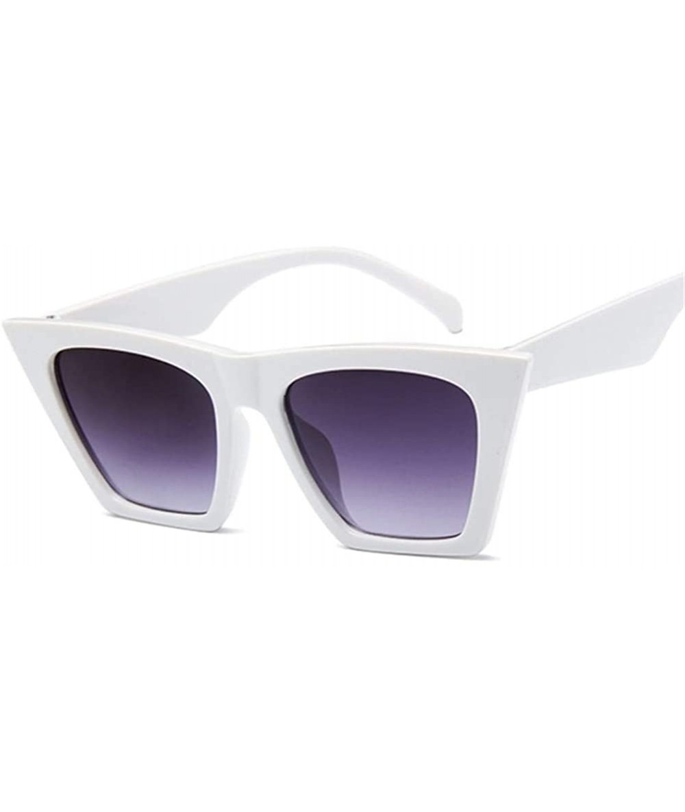 Square Square Sunglasses Man/Women Cat Eye Sun Glasses Classic Vintage UV400 Outdoor - White - C2198XQ6MZX $19.06